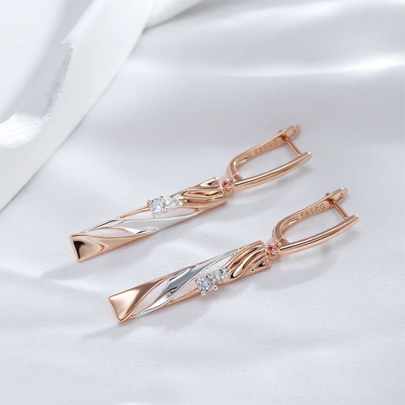Long Rose Gold Simulation Earrings