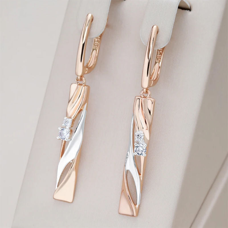 Long Rose Gold Simulation Earrings