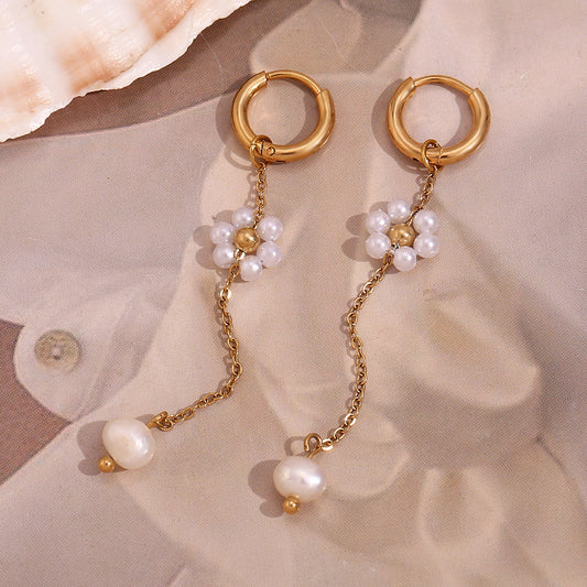 Flower Stainless Steel Gold Plating Earrings