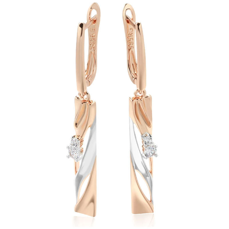 Long Rose Gold Simulation Earrings