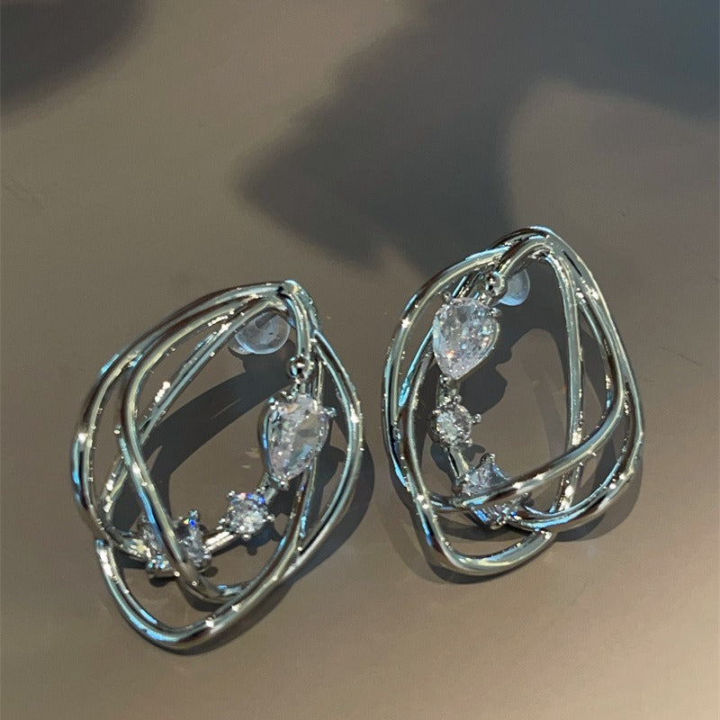Metallic Design Stereo Irregular Earrings