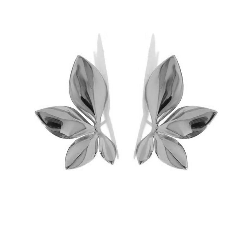 Glossy Flowers Leaf-Shapepd Stud Earrings