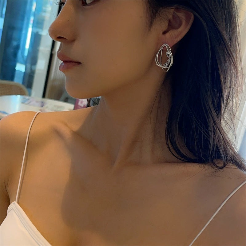 Metallic Design Stereo Irregular Earrings