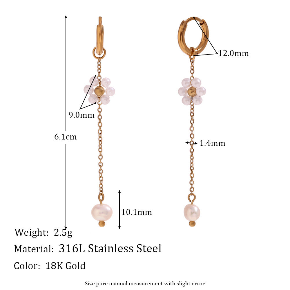Flower Stainless Steel Gold Plating Earrings