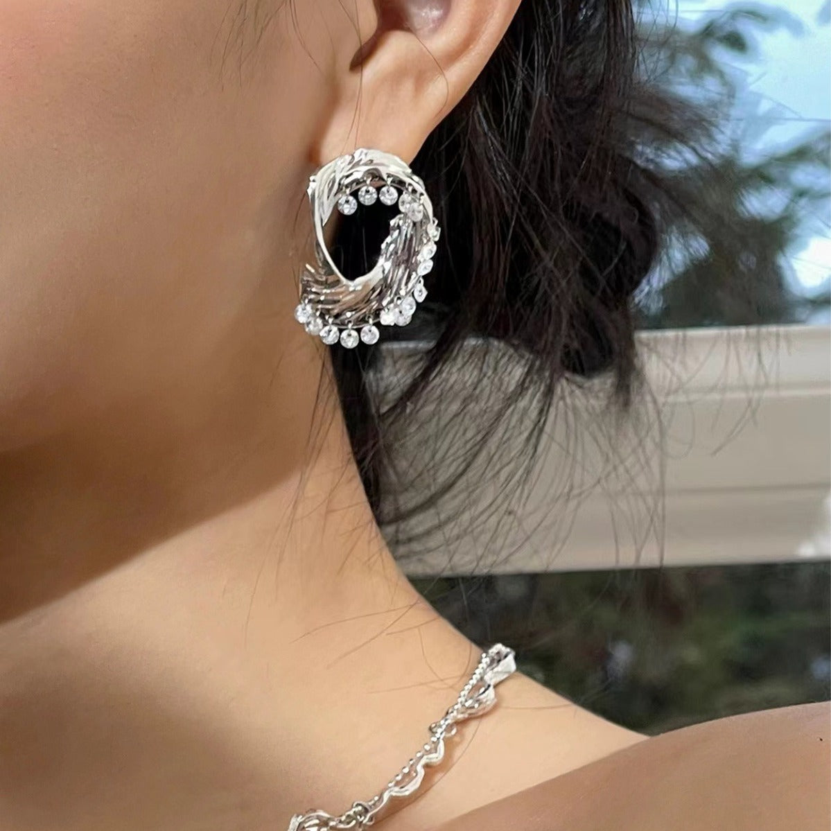 Metallic Design Stereo Irregular Earrings