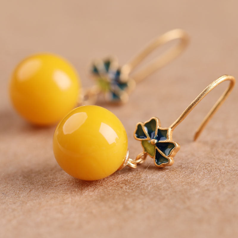 Yellow Water Drop Earrings