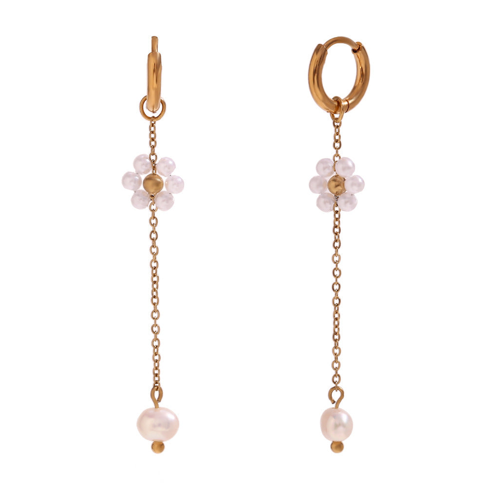 Flower Stainless Steel Gold Plating Earrings
