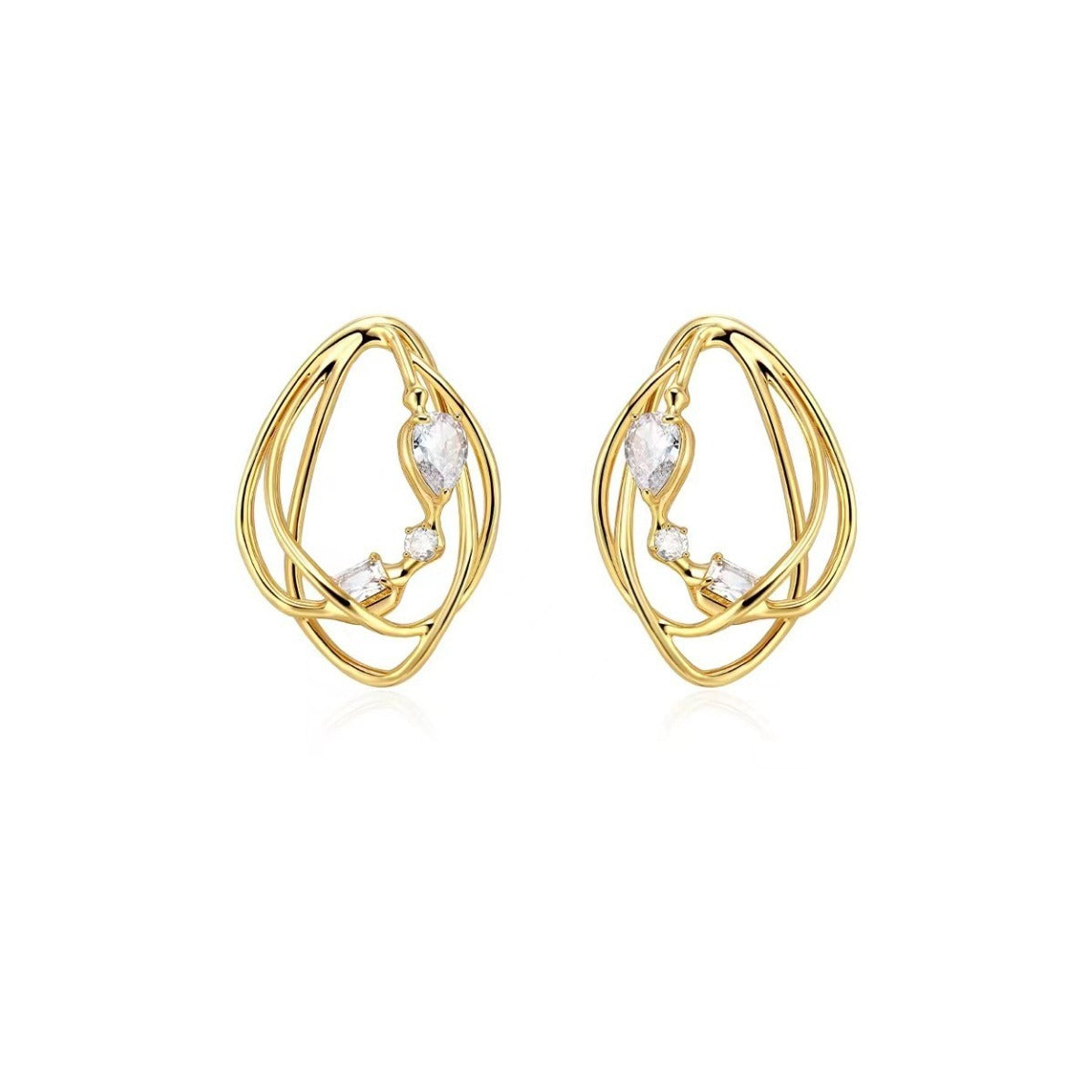 Metallic Design Stereo Irregular Earrings