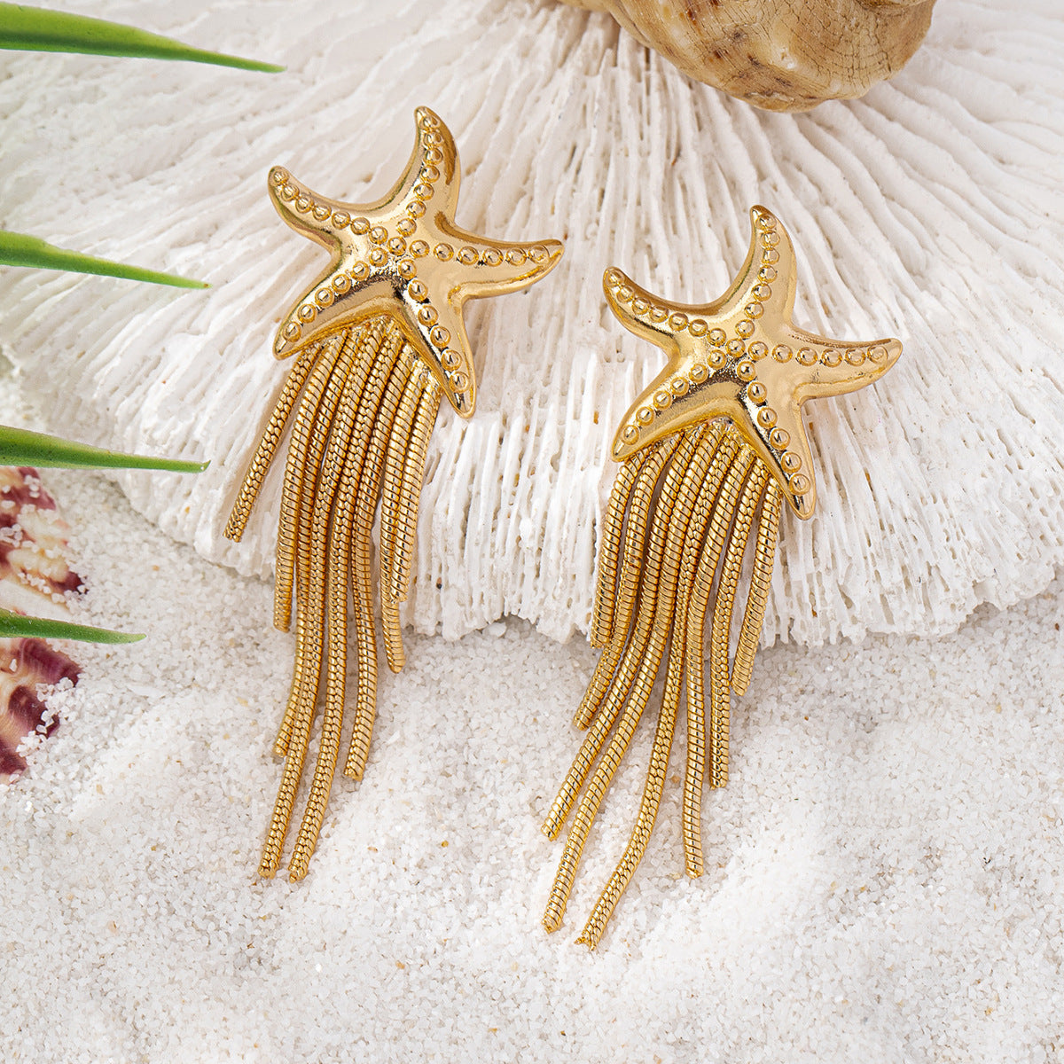 Ocean Style Starfish Tassel Earrings
