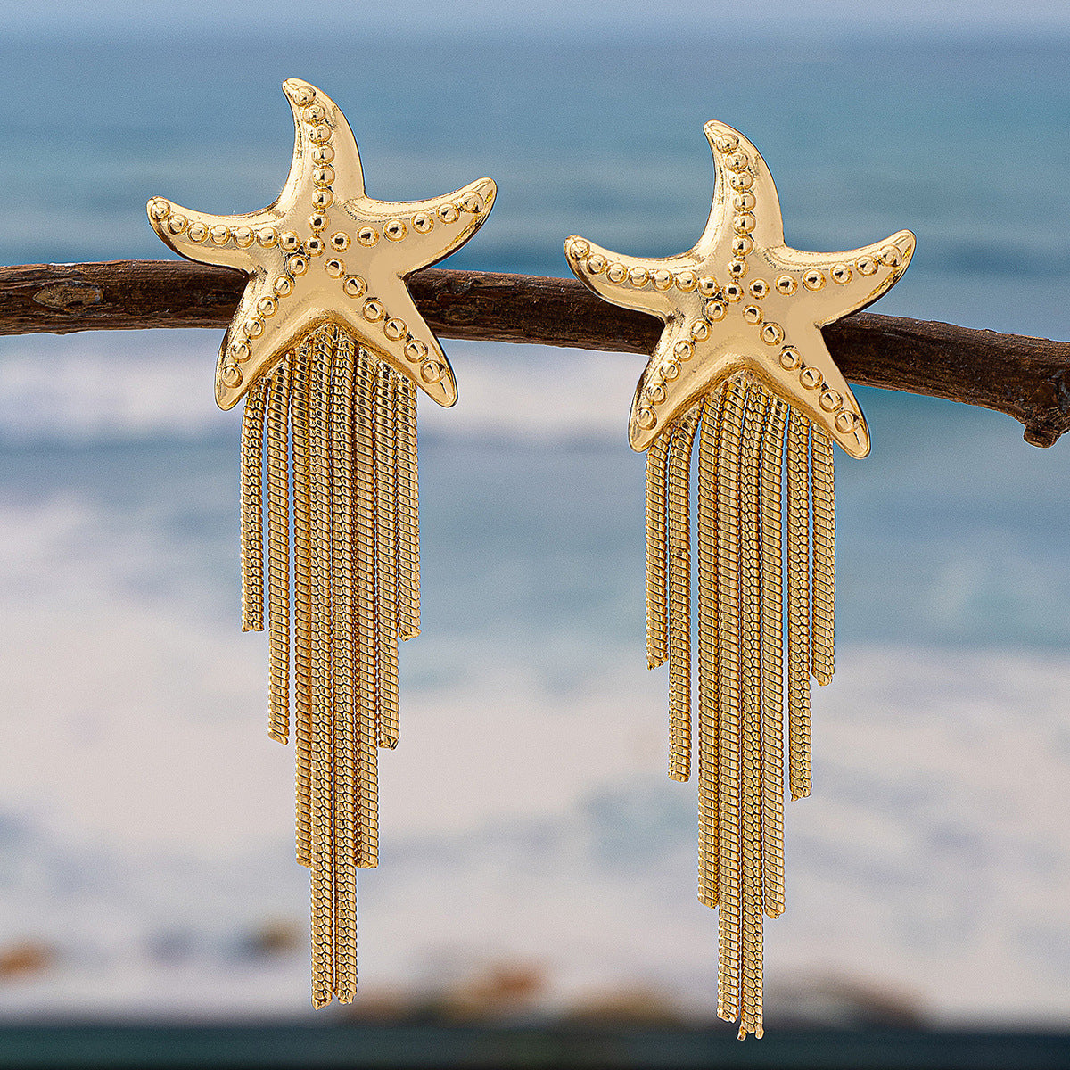 Ocean Style Starfish Tassel Earrings